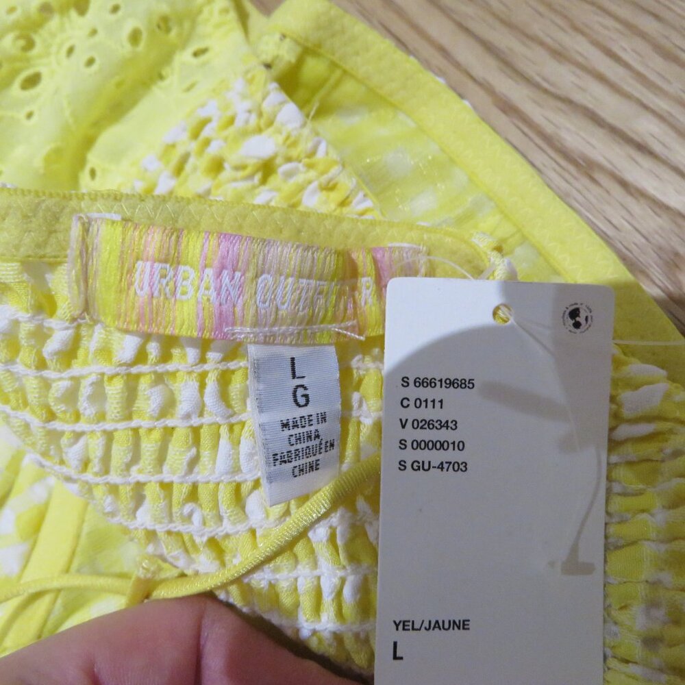 URBAN OUTFITTERS Sweet On You Gingham Eyelet Lace Bustier Top Yellow Cottage NWT - Picture 10 of 10